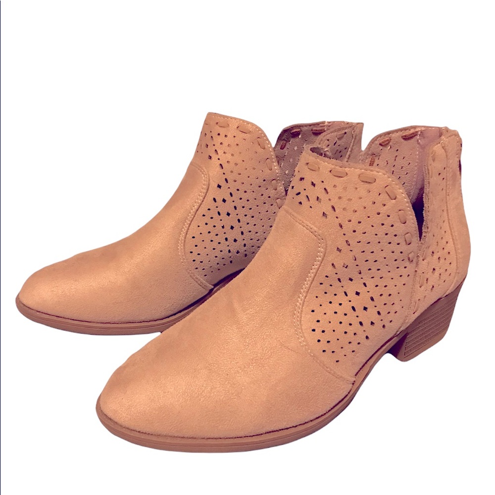 ARider Girl Cutout Suede Ankle Booties